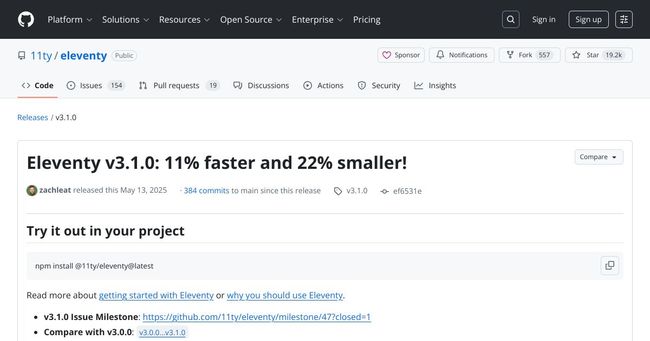 Eleventy v3.1.0 is now available — 11% faster and 22% smaller!